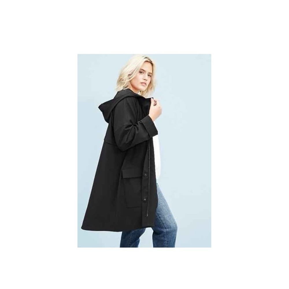 Eileen Fisher XL Black Hooded jacket/coat Front Lined Lightweight